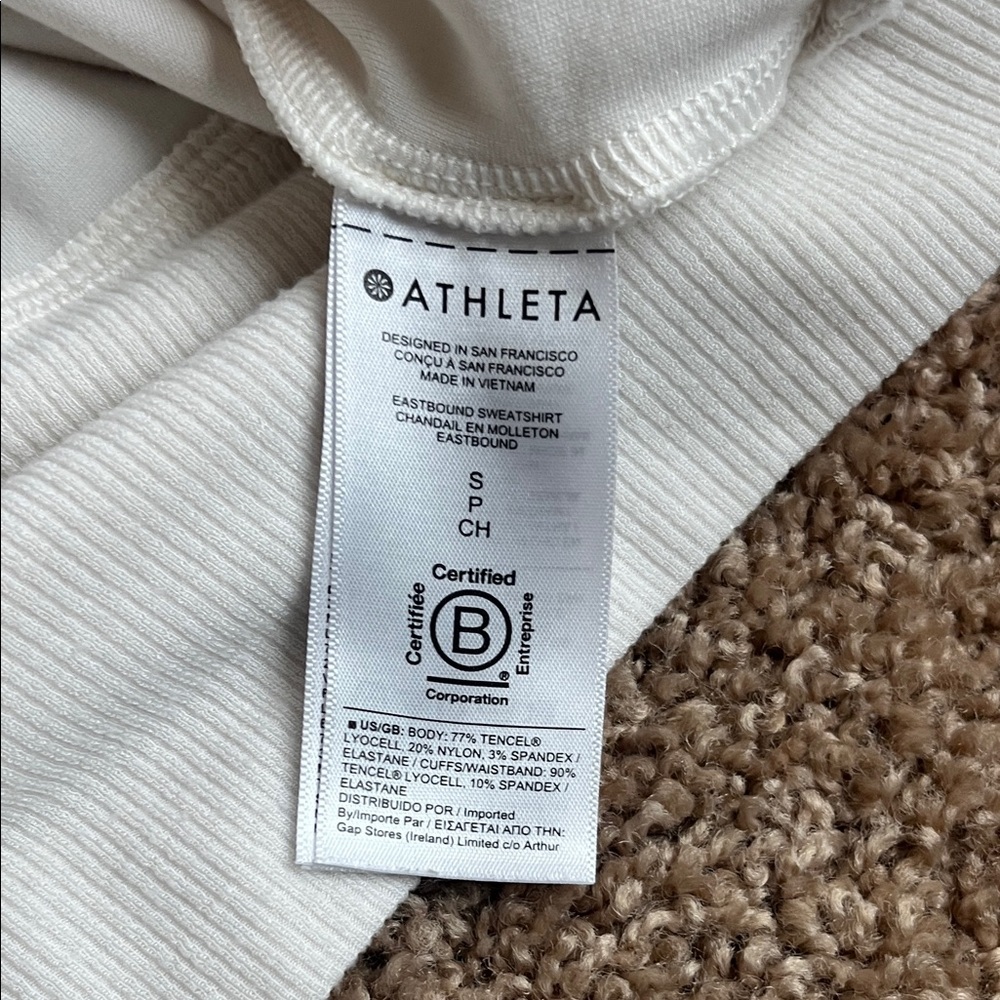 Athleta Cream Ribbed Collar Pullover - Picture 6 of 6